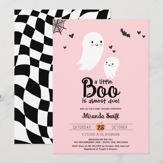 Little Boo Schattige Mama Baby Ghost Halloween Sho Kaart (Voorkant / Achterkant)