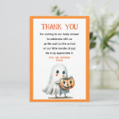 Little BOO Schattige & Spooky Halloween Baby showe Bedankkaart (Staand voorkant)