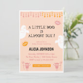 Little boo Sinaasappel Halloween baby shower Kaart (Staand voorkant)