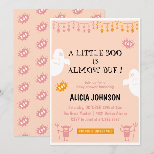 Little boo Sinaasappel Halloween baby shower Kaart (Voorkant / Achterkant)