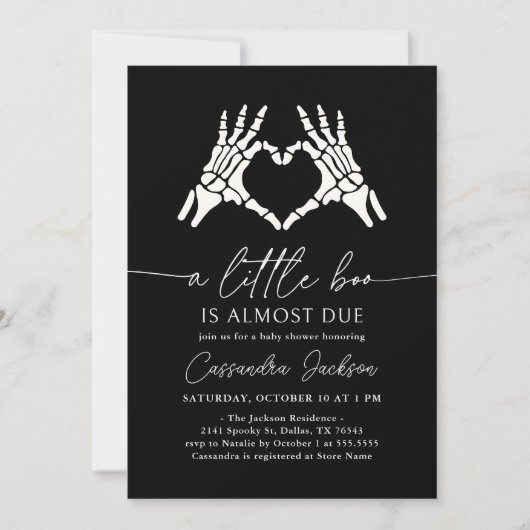Little Boo Skeleton Heart Hands Baby shower Kaart (Voorkant)
