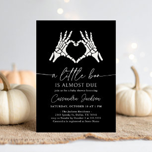 Little Boo Skeleton Heart Hands Baby shower Kaart