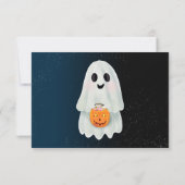 Little boo spookpompoen Halloween baby shower Bedankkaart (Achterkant)