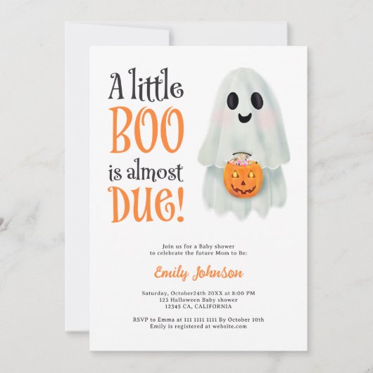 Little boo spookpompoen Halloween baby shower Kaart (Voorkant)