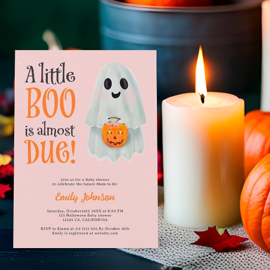 Little boo spookpompoen Halloween baby shower Kaart
