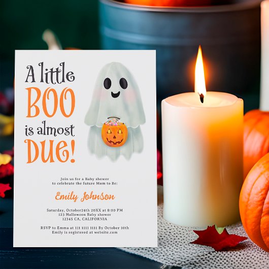 Little boo spookpompoen Halloween baby shower Kaart