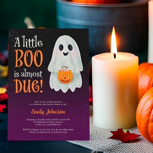 Little boo spookpompoen Halloween baby shower Kaart
