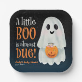 Little boo spookpompoen Halloween baby shower Papieren Bordje (Voorkant)