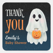 Little boo spookpompoen Halloween baby shower Vierkante Sticker (Voorkant)