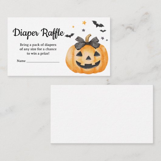Little Boo Spooky Pumpkin Baby Luier Raffle Informatiekaartje (Voorkant / Achterkant)