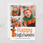 Little Boo! Spooky Schattige Halloween familie fot Feestdagenkaart (Voorkant)