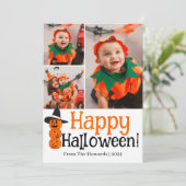 Little Boo! Spooky Schattige Halloween familie fot Feestdagenkaart (Staand voorkant)