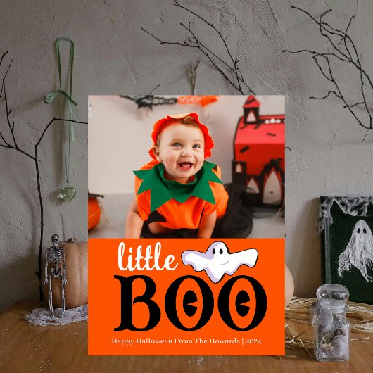 Little Boo! Spooky Schattige Halloween familie fot Feestdagenkaart