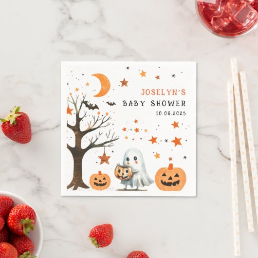 Little BOO Star Pattern Halloween Baby shower Servet (Insitu)