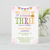 Little Boo Turning 3 Halloween 3rd Birthday Kaart (Staand voorkant)