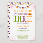 Little Boo Turning 3 Halloween 3rd Birthday Kaart (Voorkant / Achterkant)