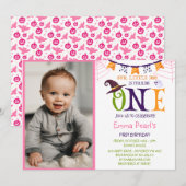 Little Boo Turning One, Halloween Photo Birthday Kaart (Voorkant / Achterkant)