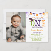 Little Boo Turning One, Halloween Photo Birthday Kaart (Voorkant)
