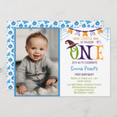 Little Boo Turning One, Halloween Photo Birthday Kaart (Voorkant / Achterkant)