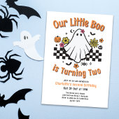 Little Boo Turning Twee Retro Ghost 2e Verjaardag Kaart