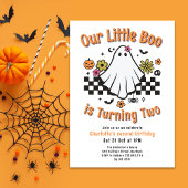 Little Boo Turning Twee Retro Ghost 2e Verjaardag Kaart