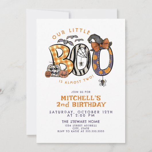 Little Boo Turning Two Halloween 2e verjaardag Kaart (Voorkant)