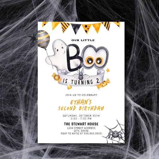 Little Boo Turning Two Halloween 2e verjaardag Kaart