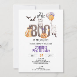 Little Boo Turns One, Halloween 1st Birthday Kaart