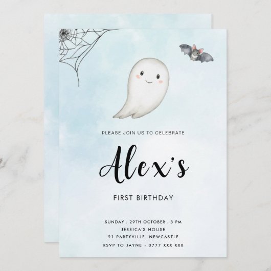 Little Boo Uitnodiging voor verjaardagsfeestje (Voorkant / Achterkant)