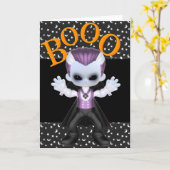 Little Boo Vampire Halloween Wenskaarten Kaart (Gele Bloem)