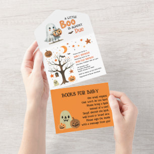 Little Boo Waterverf Halloween Ghost Baby shower All In One Uitnodiging