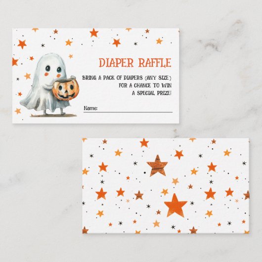 Little Boo Waterverf Schattige Halloween Luier Raf Informatiekaartje (Voorkant / Achterkant)