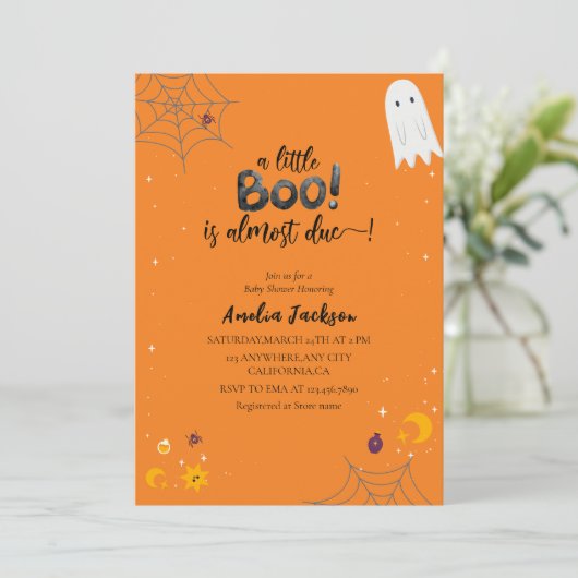 Little boo waterverf spooky ghost Baby shower Kaart (Staand voorkant)