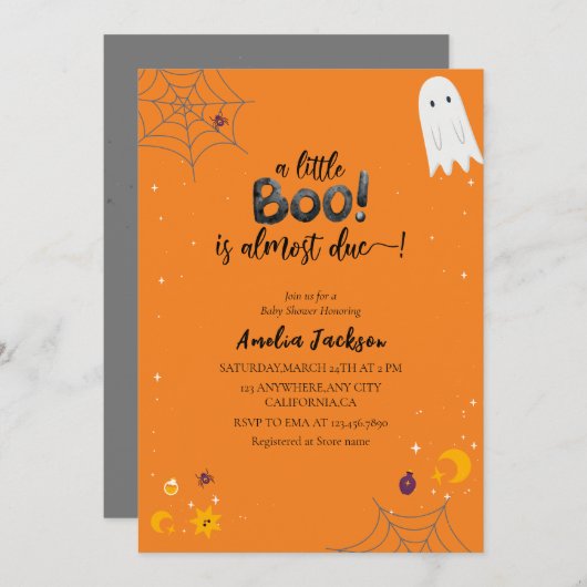 Little boo waterverf spooky ghost Baby shower Kaart (Voorkant / Achterkant)