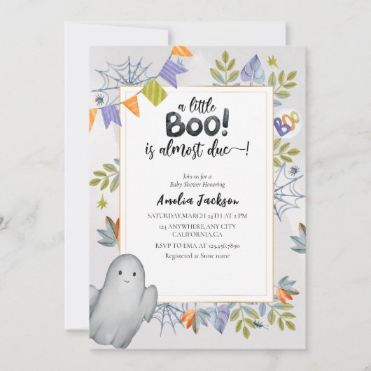 Little boo waterverf spooky ghost Baby shower Kaart (Voorkant)