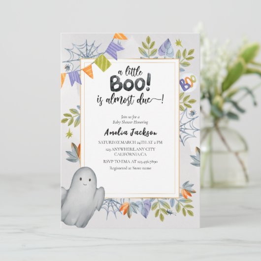 Little boo waterverf spooky ghost Baby shower Kaart (Staand voorkant)