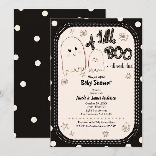 Little BOO Whimsical Ghost Halloween Baby shower Kaart (Voorkant / Achterkant)