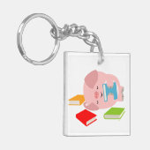 Little Book Lover (Cartoon Pig.) AcrylSleutelhange Sleutelhanger (Voorkant Links)
