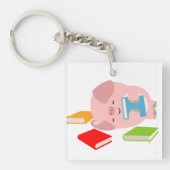 Little Book Lover (Cartoon Pig.) AcrylSleutelhange Sleutelhanger (Voorkant)