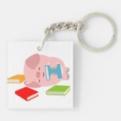 Little Book Lover (Cartoon Pig.) AcrylSleutelhange Sleutelhanger (Achterkant)