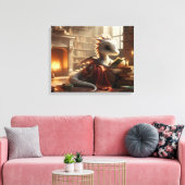 Little Bookworm Dragon Canvas Afdruk (Insitu (Woonkamer))