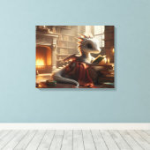 Little Bookworm Dragon Canvas Afdruk (Insitu (Houten vloer))