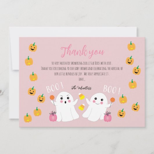 Little Boos Twin Baby shower bedankje Bedankkaart (Voorkant)