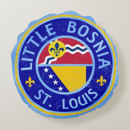 Little Bosnië St. Louis Round Pillow, Herzegovina Rond Kussen (Achterkant)
