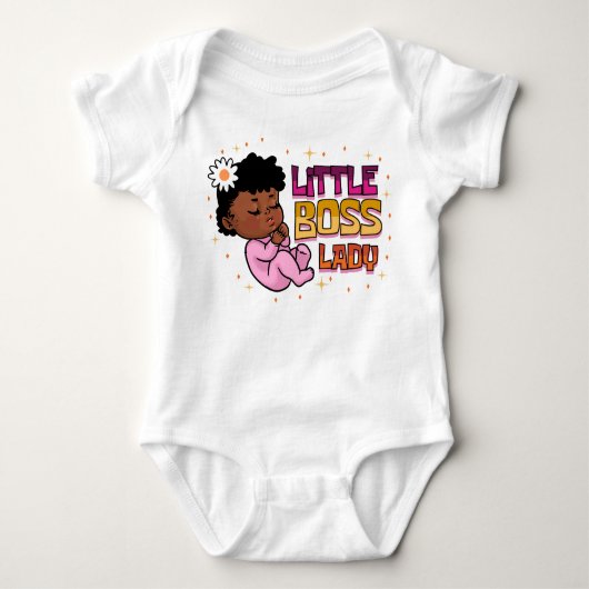 Little Boss Lady Melanin Zwart Baby Meisje Baby Romper (Voorkant)