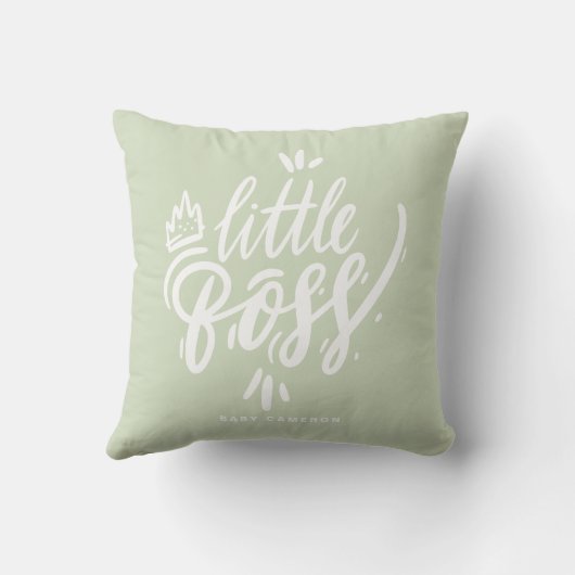 Little Boss Modern Calligraphy Mint Green Kussen (Achterkant)