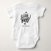 Little Boss Moderne kalligrafie met Crown Black Romper (Achterkant)