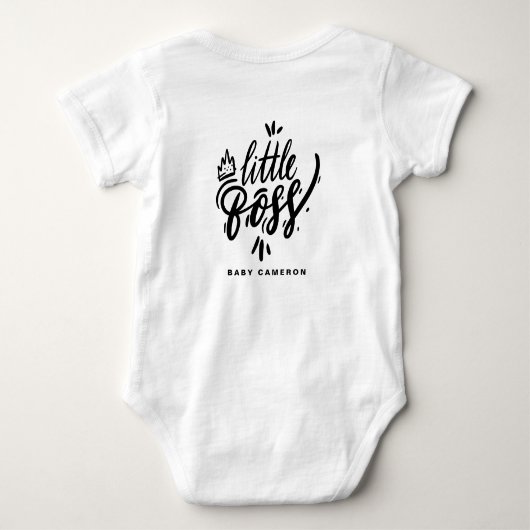 Little Boss Moderne kalligrafie met Crown Black Romper (Achterkant)