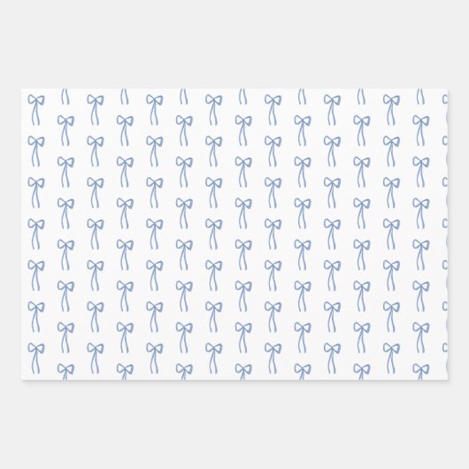 Little Bow Blue Coquette Douche Gift Wrap Inpakpapier Vel (Voorkant 3)