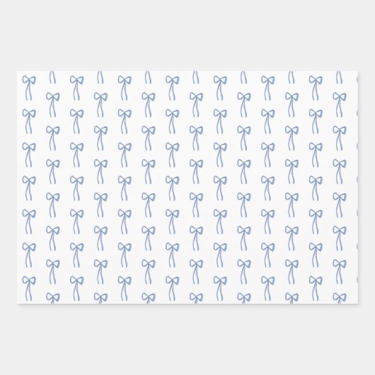 Little Bow Blue Coquette Douche Gift Wrap Inpakpapier Vel (Voorkant 2)
